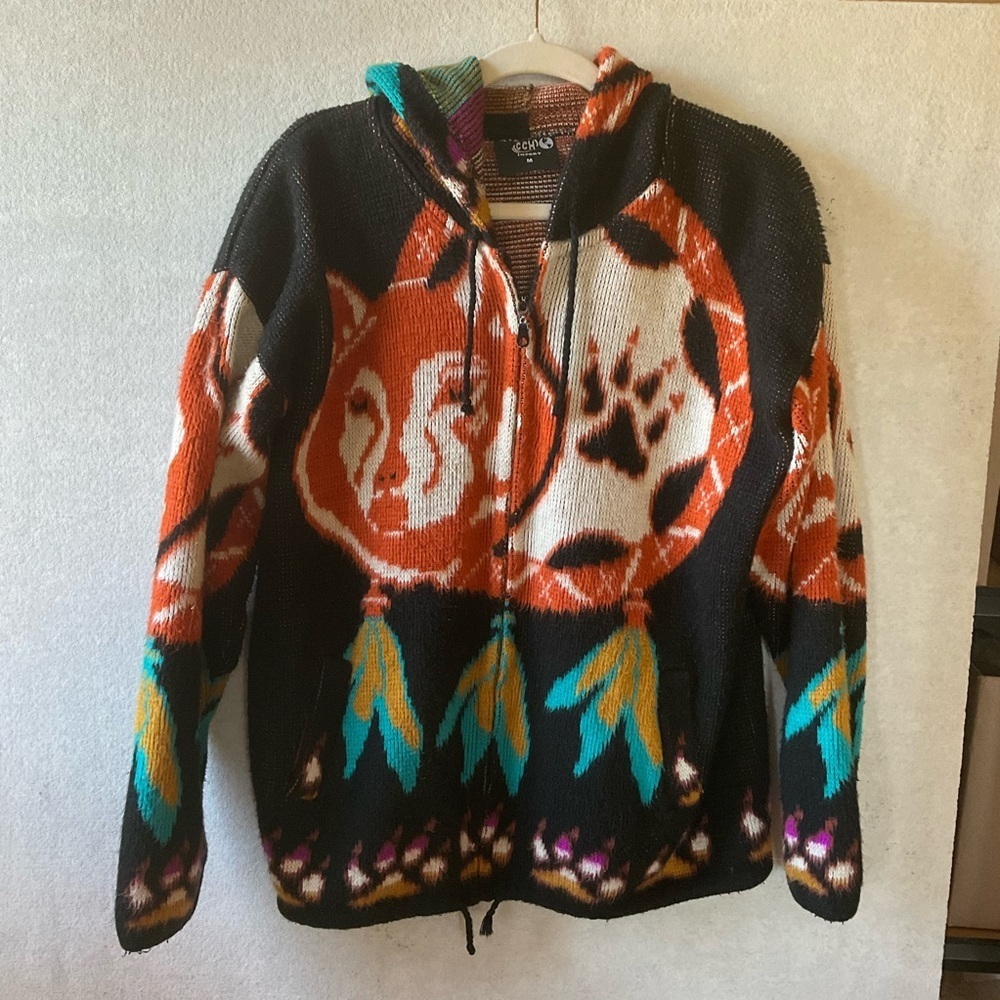 CCH Import jacket. Zip up. Tribal, animal print. Size M.
